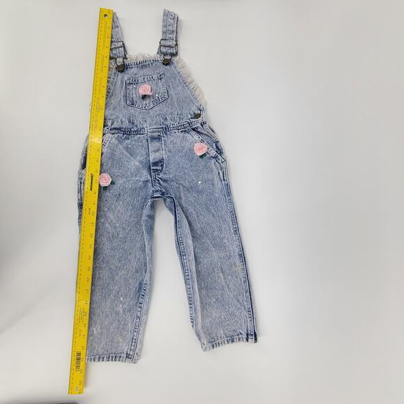 Vintage 80s NEIMAN MARCUS Girl's Acid Wash Lace Denim Jean Overalls 4T RARE 2929 - Picture 6 of 14